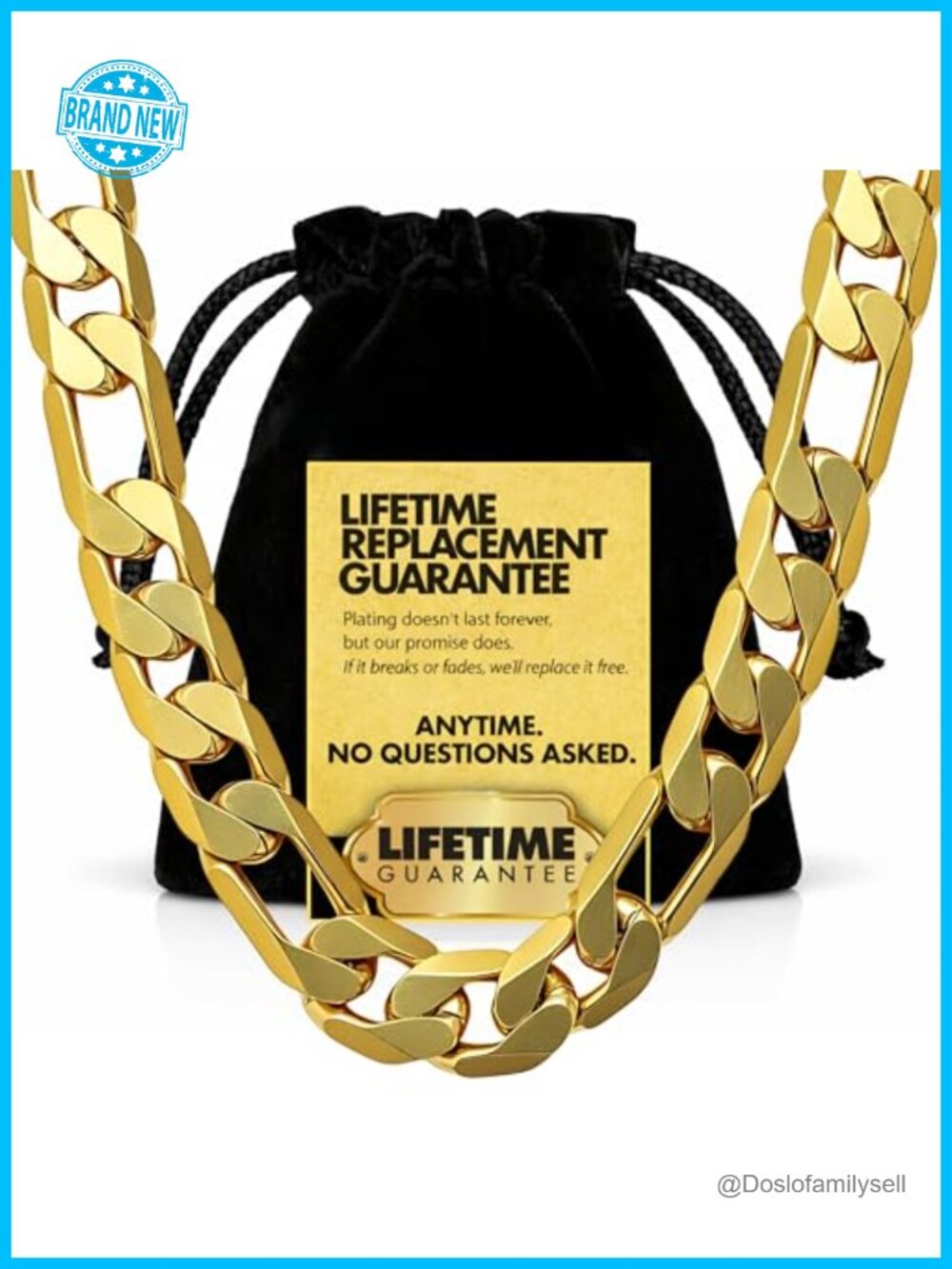 24k Gold Plated Figaro Chain Necklace 9.5mm Solid Brass Italian Link